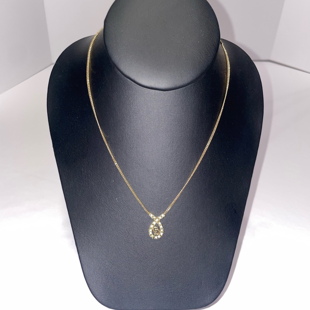 Vintage Christian Dior Gold Necklace with Teardrop Pendant